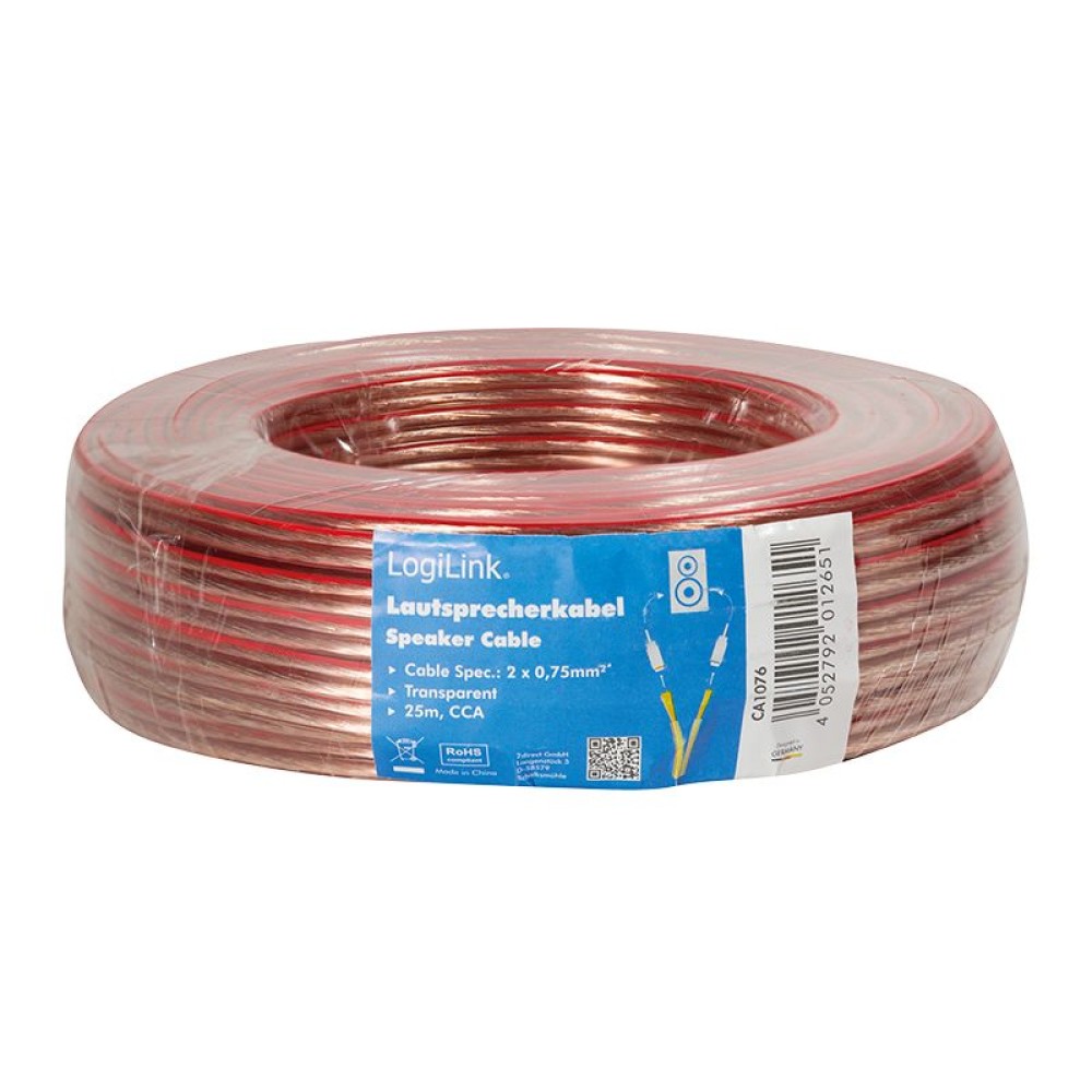 Logilink Audio speaker installation cable 2x0,75mm2 25m Transparent