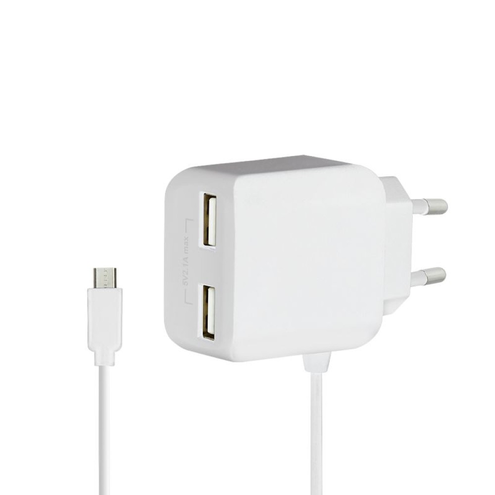 Logilink Dual micro USB socket adapter with fixed cable 2x USB-A 10,5W White