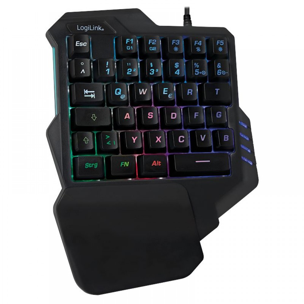 Logilink Illuminated one-hand gaming keyboard Black