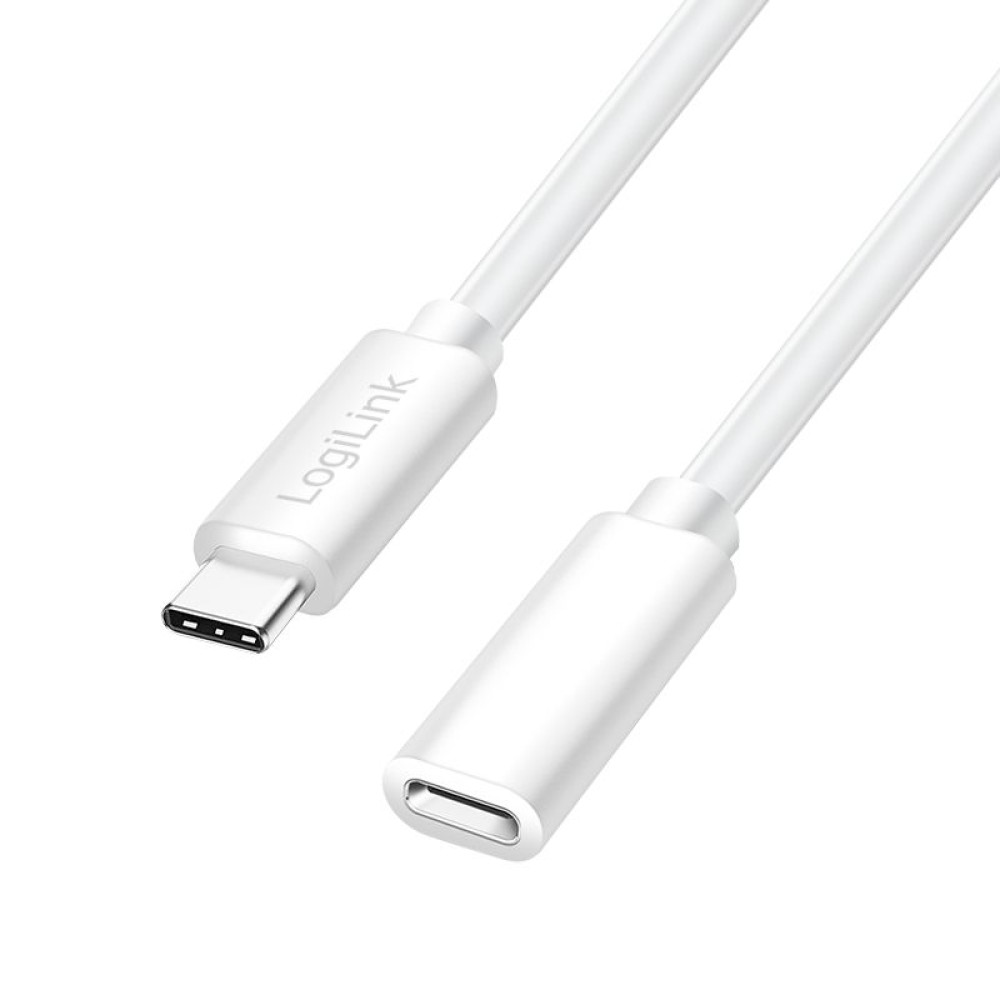Logilink USB 2.0 Type-C cable C/M to C/F 100W 1m White