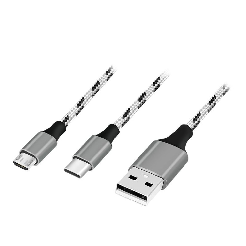 Logilink USB 2.0 USB-A/M to Micro-USB + USB-C cable 1,2m White/Black