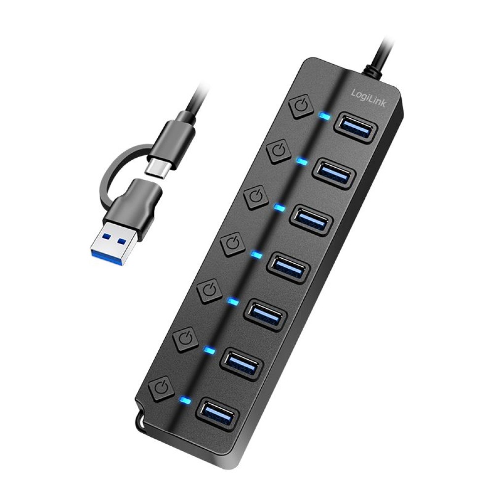 Logilink USB 3.2 Gen1 7-port USB Hub Black