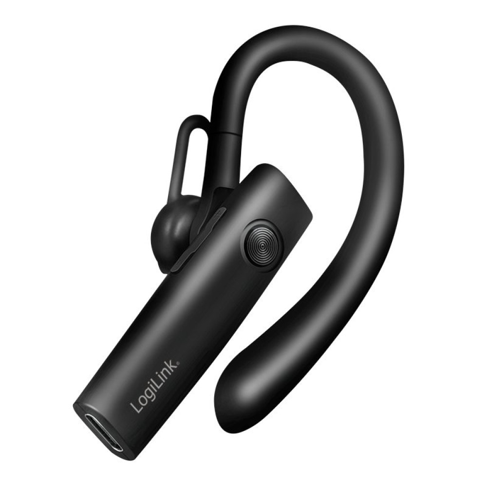Logilink Wireless ear-clip mono headset BT 5.4, USB-C 100 hours detachable microphone Black