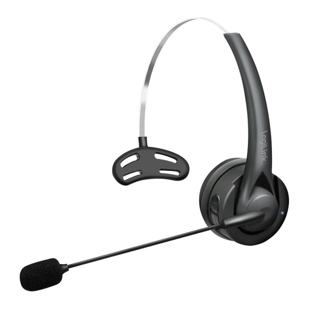 Logilink Wireless mono headset flexible microphone BT 6.0 USB-C Black