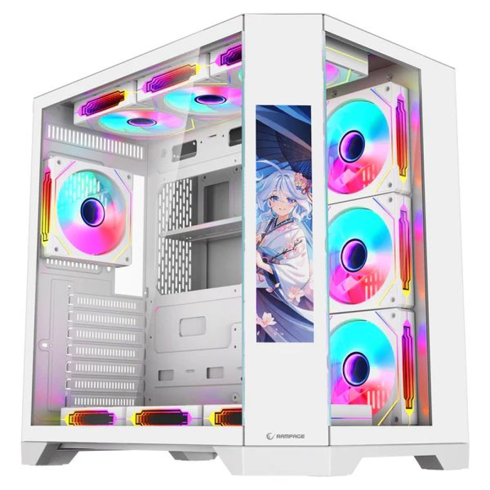 Rampage NOVA RGB Tempered Glass White