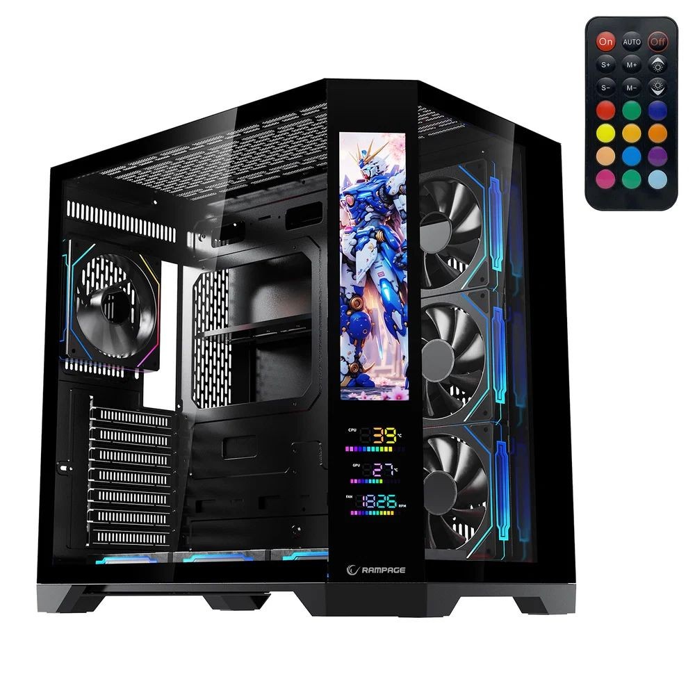 Rampage NOVA V2 RGB Tempered Glass Black