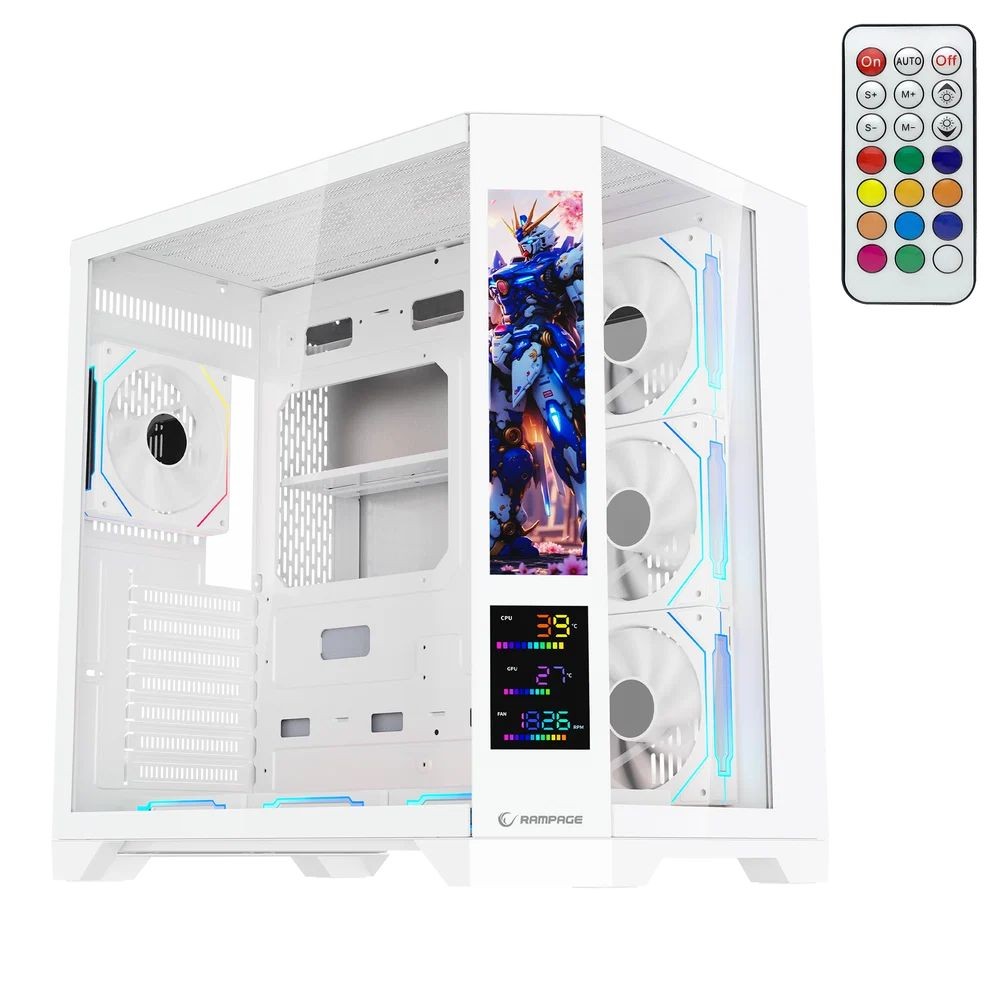 Rampage NOVA V2 RGB Tempered Glass White