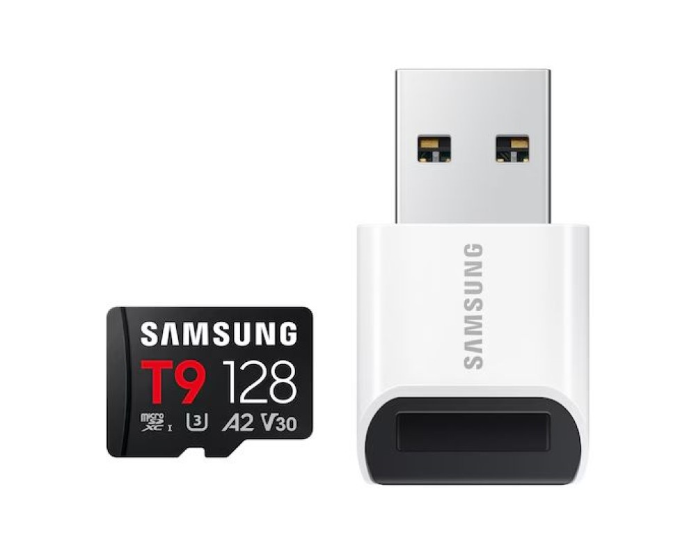 Samsung 128GB microSDXC T9 Class10 U3 V30 A2 + Kártyolvasó