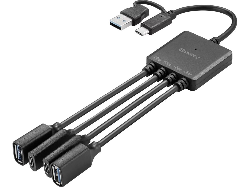 Sandberg USB-C/A to 2A+2C Splitter Black