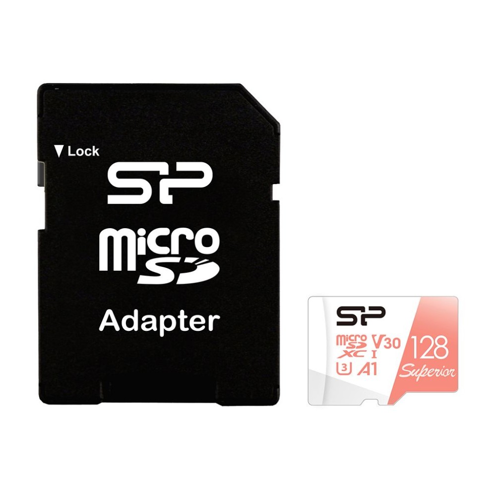 Silicon Power 128GB microSDXC Superior Class 10 UHS-I Class 10 A1 U3 V30 + adapterrel