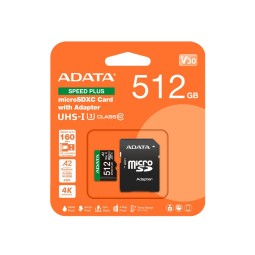 A-Data 512GB microSDXC Speed Plus Class 10 UHS-I U3 V30 + adapterrel