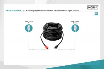 Assmann HDMI High Speed connection cable with Ethernet and signal amplifier 15m Black