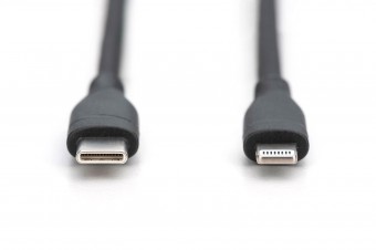 Assmann Lightningh to USB-C Silicone USB2.0 60W Cable 0,5m Black