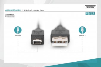 Assmann USB 2.0 connection cable, type  A - mini B (5pin)