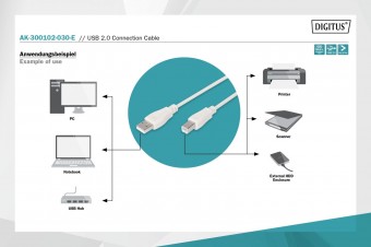 Assmann USB connection cable, type A - B