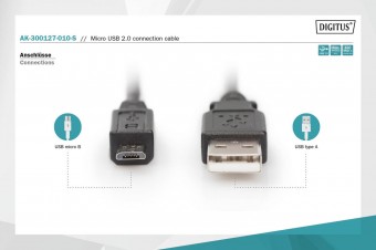 Assmann USB connection cable, type  A - micro B
