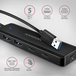 AXAGON 4-portos USB3.2 HUB Black