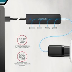 AXAGON 4-portos USB3.2 HUB Black