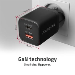AXAGON ACU-PQ100 GaN Wall Charger 100W for laptops and phones Black