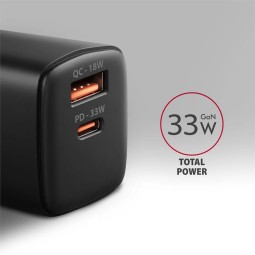 AXAGON ACU-PQ33 GaN Wall Charger 33W for phones and tablets Black