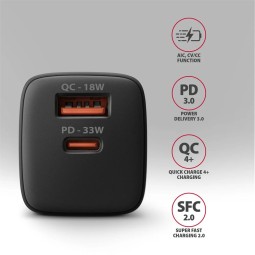 AXAGON ACU-PQ33 GaN Wall Charger 33W for phones and tablets Black