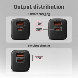 AXAGON ACU-PQ33 GaN Wall Charger 33W for phones and tablets Black