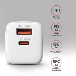AXAGON ACU-PQ33W GaN Wall Charger 33W for phones and tablets White
