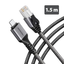 AXAGON ADE-CM15 USB-C Gigabit Ethernet adapter with integrated CAT6 RJ-45 network cable 1,5m Black