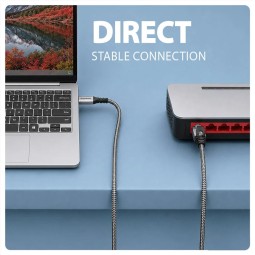 AXAGON ADE-CM15 USB-C Gigabit Ethernet adapter with integrated CAT6 RJ-45 network cable 1,5m Black
