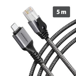 AXAGON ADE-CM30 USB-C Gigabit Ethernet adapter with integrated CAT6 RJ-45 network cable 5m Black
