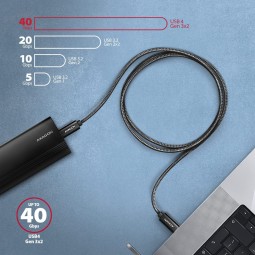 AXAGON BUCM4X-CM10AB NEWGEN USB-C <> USB-C 4 Gen 3x2 Cable 0,5m Black