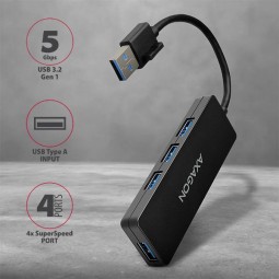 AXAGON HUE-G1A Slim Hub Black