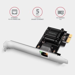 AXAGON PCEE-G50 PCIe Adapter 5 Gigabit Ethernet Realtek PXE w. SP & LP