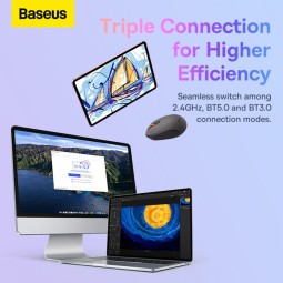 Baseus F01B Tri-Mode Wireless Bluetooth Mouse Grey
