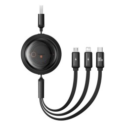 Baseus Free2Draw Crystal USB-A - USB-C+Micro+Lightning 1,1m Black