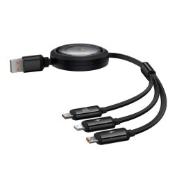 Baseus Free2Draw Crystal USB-A - USB-C+Micro+Lightning 1,1m Black