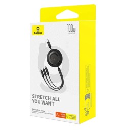 Baseus Free2Draw Crystal USB-A - USB-C+Micro+Lightning 1,1m Black
