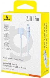 Baseus Gem USB to IP lightning 2.4A fast charging cable 1m Blue