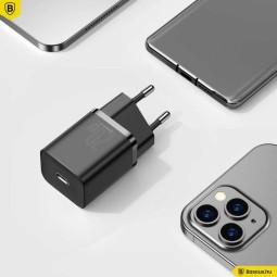 Baseus Super Si 1C 20W Wall Charger with USB-C/Lightning Cable Black