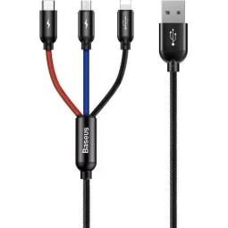 Baseus Three Primary Colors 3-in-1 USB Cable 0,3m Black