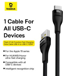 Baseus USB A to USB C 100 W fast charging cable 1m Black