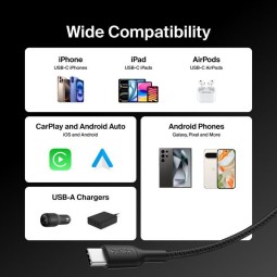 Belkin Braided USB-A to USB-C Cable 15W 2m Black