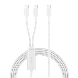 Belkin Braided USB-C to Dual USB-C Cable 1,5m White