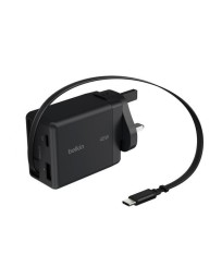 Belkin UltraCharge Retractable GaN Wall Charger 45W Black