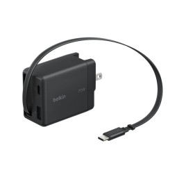 Belkin UltraCharge Retractable GaN Wall Charger 70W Black