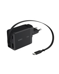 Belkin UltraCharge Retractable GaN Wall Charger 70W Black