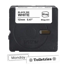 Brother BTAG-231 Címketekercs (12mm) Black on White - 4m