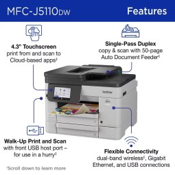 Brother MFC-J5110DWwireless tintasugaras nyomtató/másoló/síkágyas scanner/fax