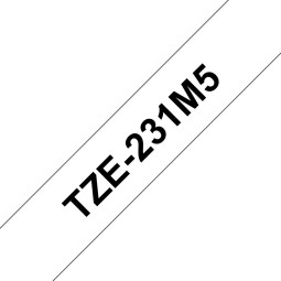 Brother TZE-231M5 laminált P-touch szalag (12mm)  Black on White - 8m (5db)