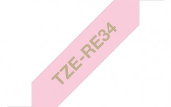 Brother TZE-RE34 selyem szövet P-touch szalag (12mm) Pink on Gold - 4m